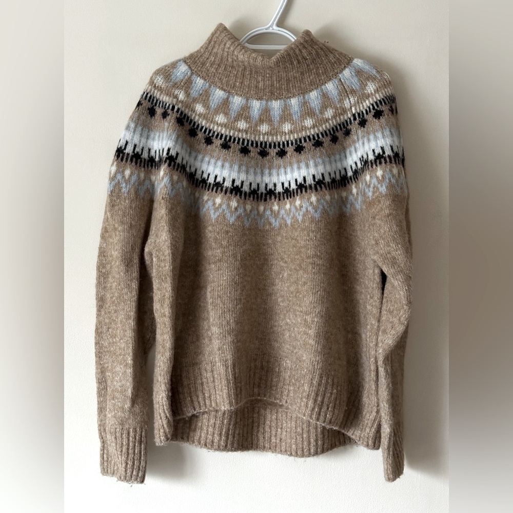 H&M Beige Fair Isle Turtleneck Sweater